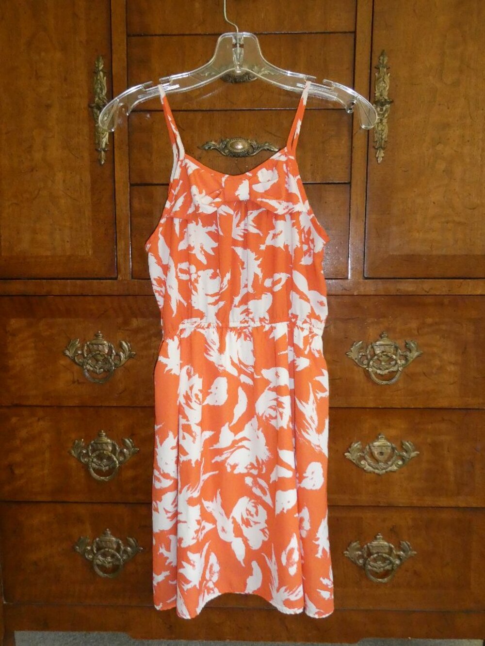 Final Touch Orange & White Summer Mini Dress Size Medium